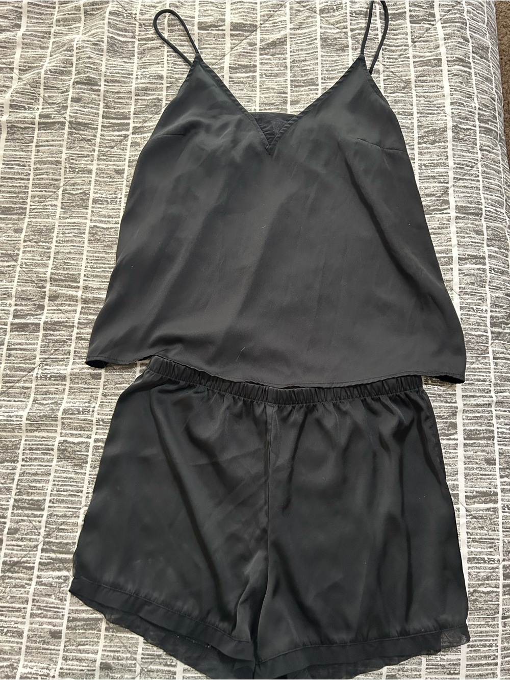 stars above Black Satin Cami & Elastic-Waist Sleep Shorts